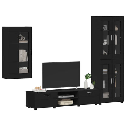 vidaXL TV Cabinet Set FLORIN 3 pcs Black Engineered Wood 3