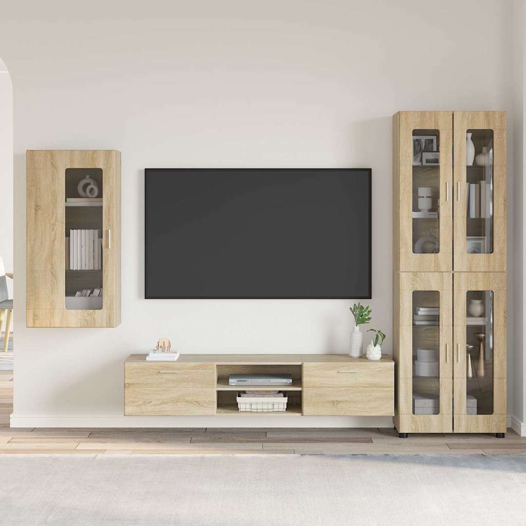 vidaXL TV Cabinet Set FLORIN 3 pcs Sonoma Oak Engineered Wood 1