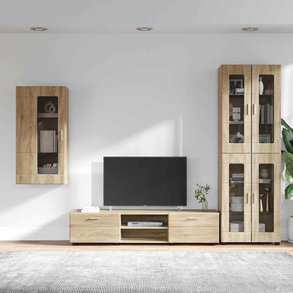 vidaXL TV Cabinet Set FLORIN 3 pcs Sonoma Oak Engineered Wood 4