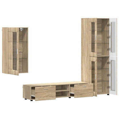 vidaXL TV Cabinet Set FLORIN 3 pcs Sonoma Oak Engineered Wood 5