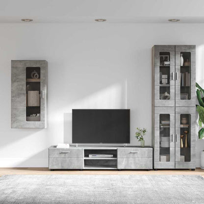 vidaXL TV Cabinet Set FLORIN 3 pcs Concrete Grey Engineered Wood 4