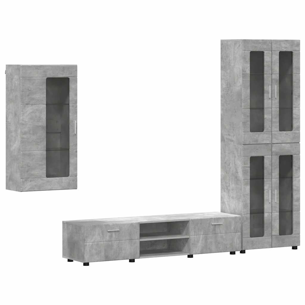 vidaXL TV Cabinet Set FLORIN 3 pcs Concrete Grey Engineered Wood 2