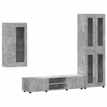 vidaXL TV Cabinet Set FLORIN 3 pcs Concrete Grey Engineered Wood 2