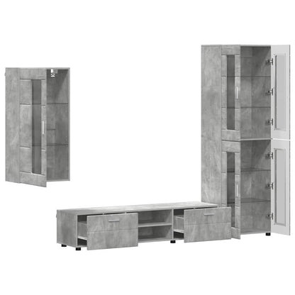 vidaXL TV Cabinet Set FLORIN 3 pcs Concrete Grey Engineered Wood 5