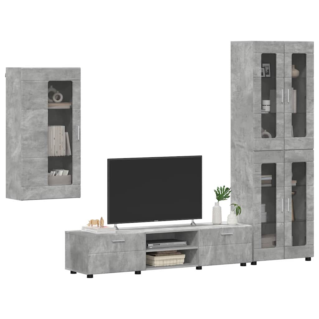 vidaXL TV Cabinet Set FLORIN 3 pcs Concrete Grey Engineered Wood 3