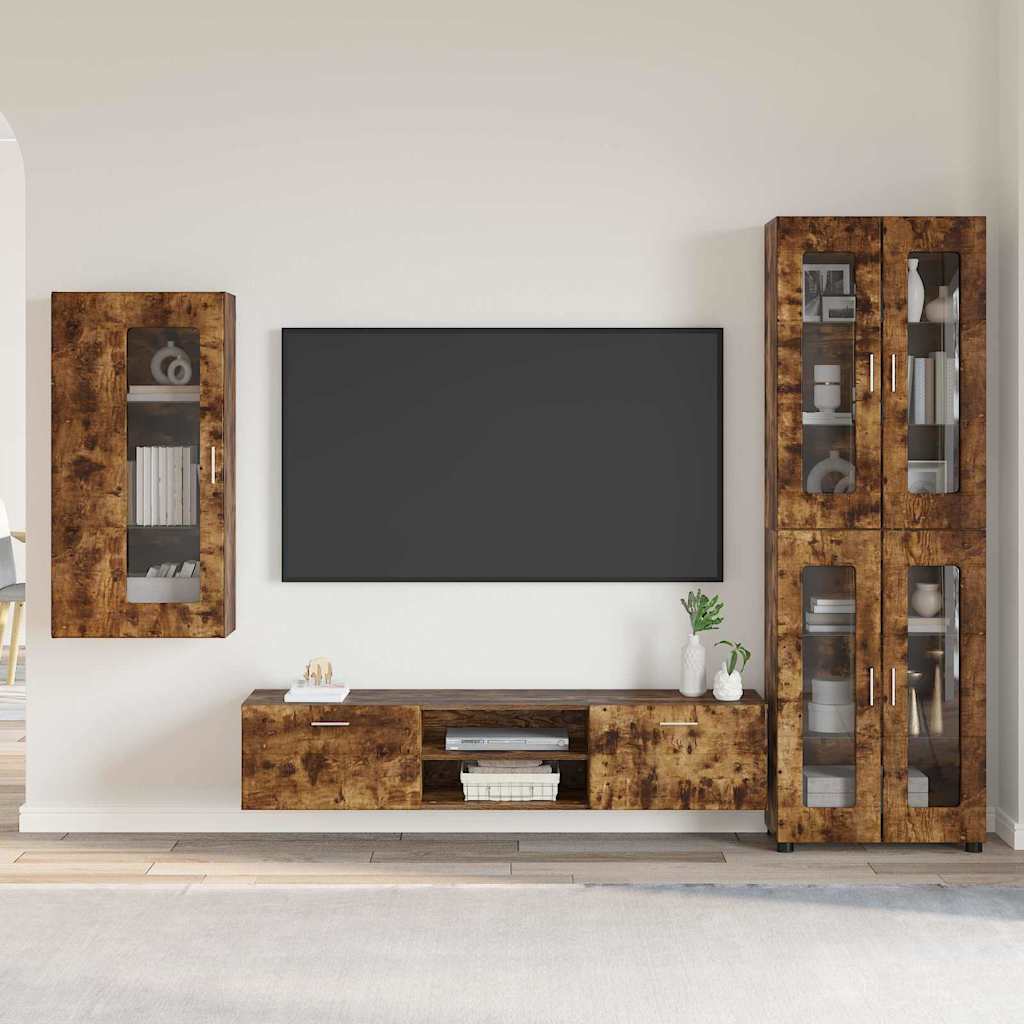 vidaXL TV Cabinet Set FLORIN 3 pcs Smoked Oak Engineered Wood 1