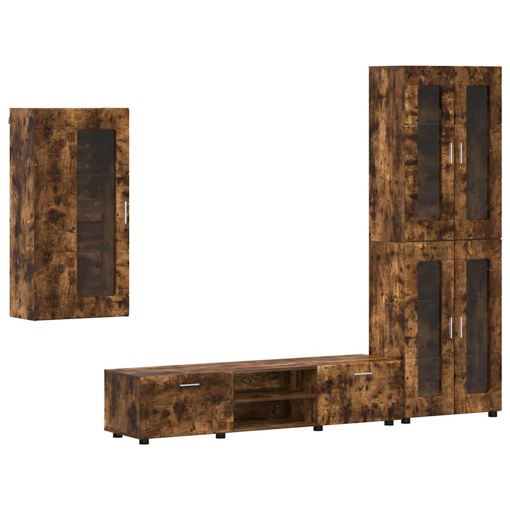 vidaXL TV Cabinet Set FLORIN 3 pcs Smoked Oak Engineered Wood 2