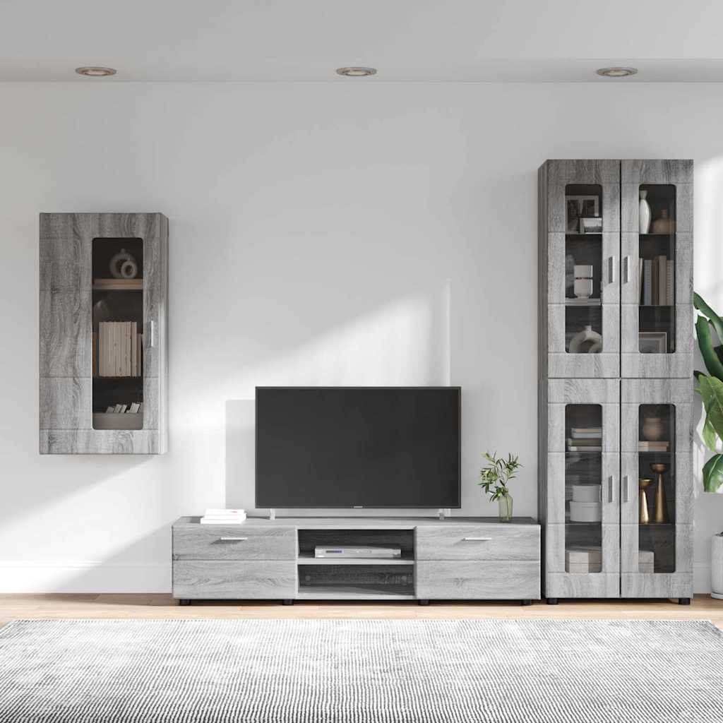 vidaXL TV Cabinet Set FLORIN 3 pcs Grey Sonoma Engineered Wood 4