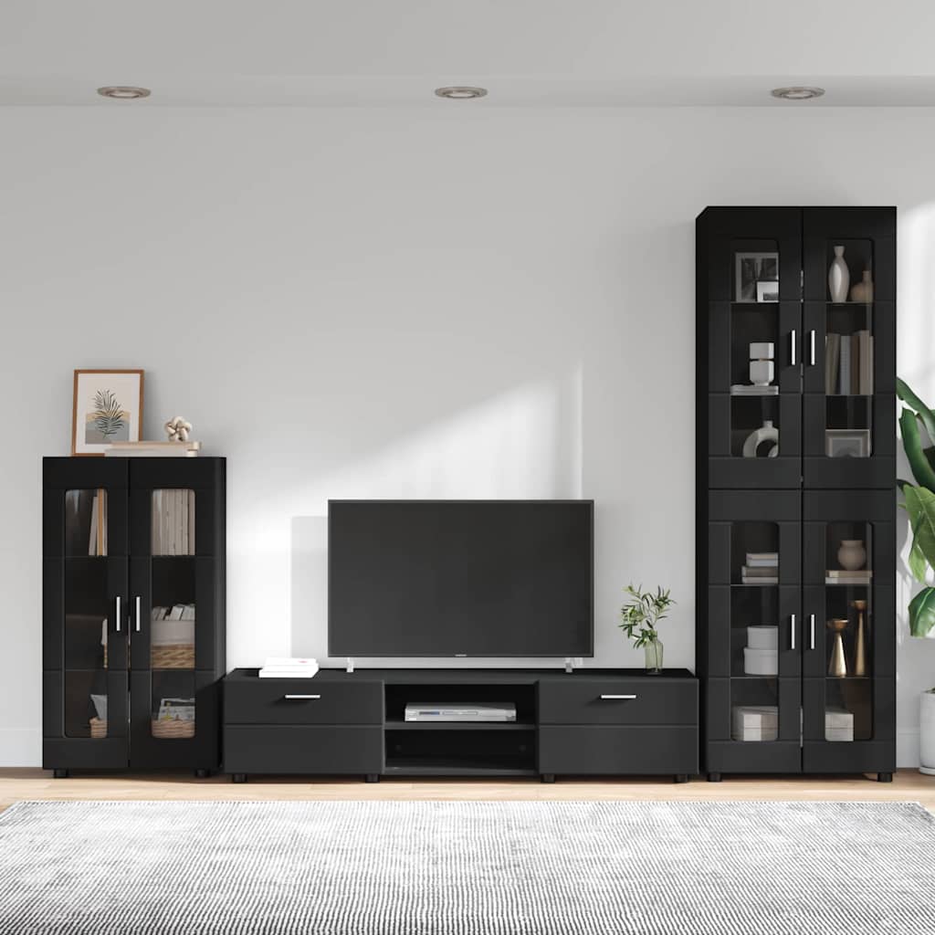 vidaXL TV Cabinet Set FLORIN 3 pcs Black Engineered Wood 1