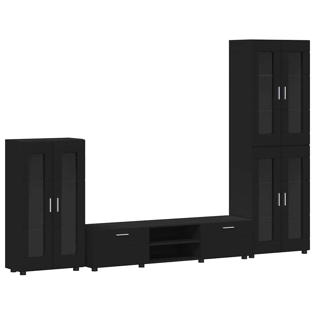vidaXL TV Cabinet Set FLORIN 3 pcs Black Engineered Wood 2