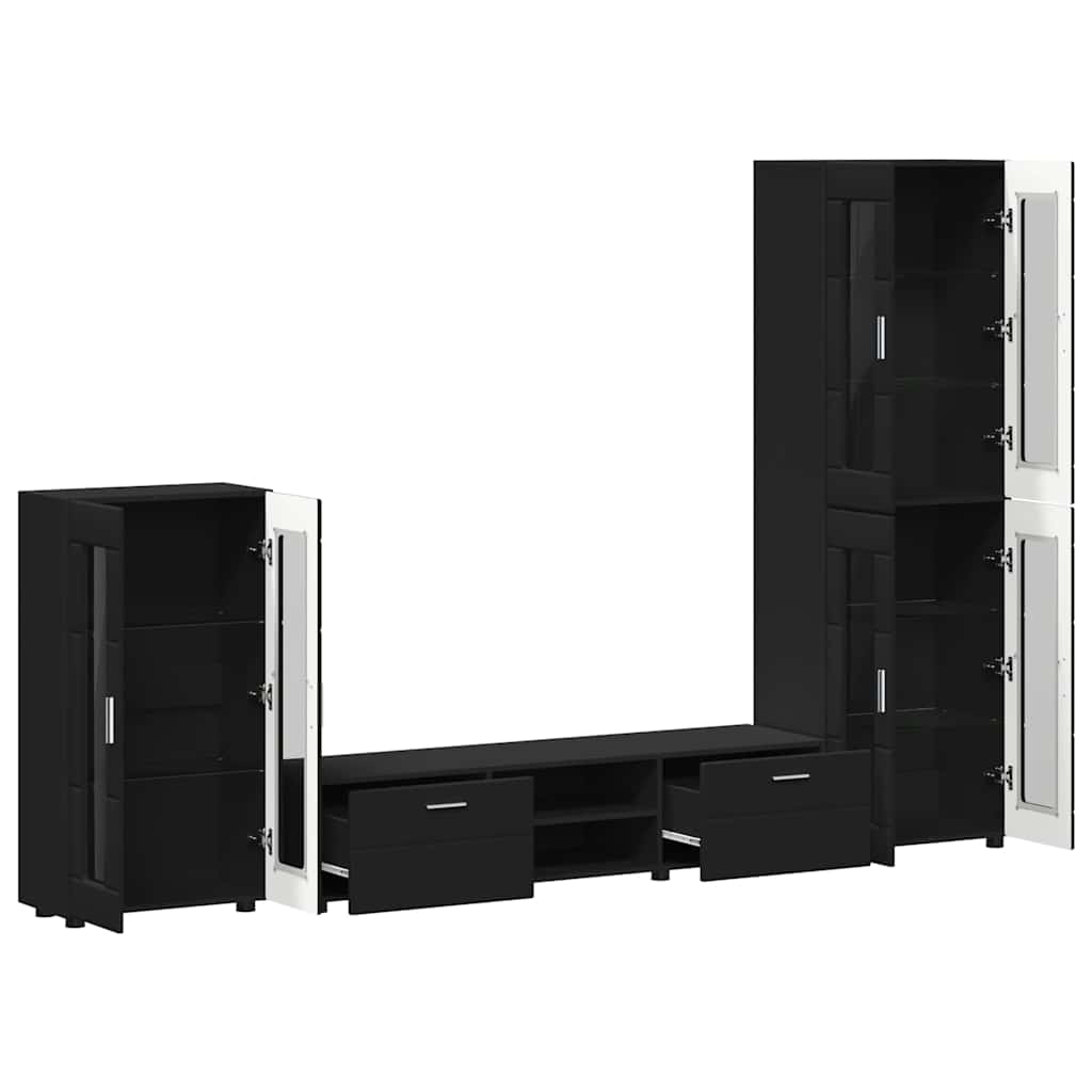 vidaXL TV Cabinet Set FLORIN 3 pcs Black Engineered Wood 5