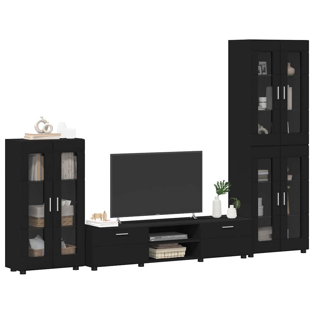 vidaXL TV Cabinet Set FLORIN 3 pcs Black Engineered Wood 3