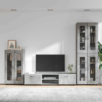 vidaXL TV Cabinet Set FLORIN 3 pcs Concrete Grey Engineered Wood 4