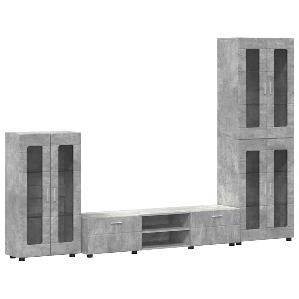 vidaXL TV Cabinet Set FLORIN 3 pcs Concrete Grey Engineered Wood 2