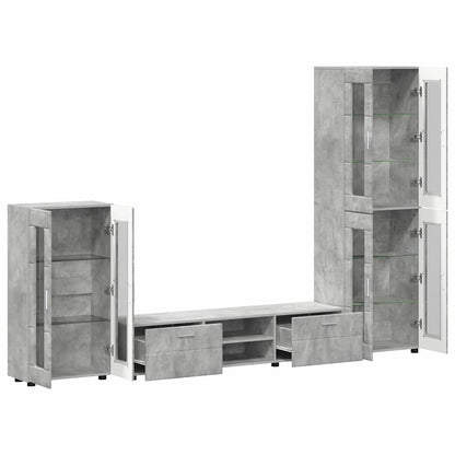 vidaXL TV Cabinet Set FLORIN 3 pcs Concrete Grey Engineered Wood 5