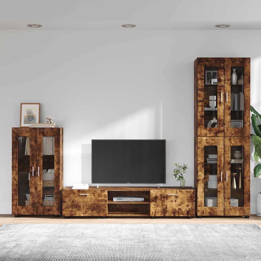 vidaXL TV Cabinet Set FLORIN 3 pcs Smoked Oak Engineered Wood 4