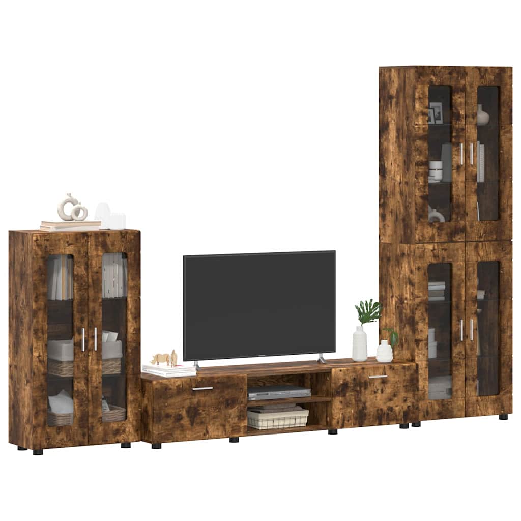 vidaXL TV Cabinet Set FLORIN 3 pcs Smoked Oak Engineered Wood 3