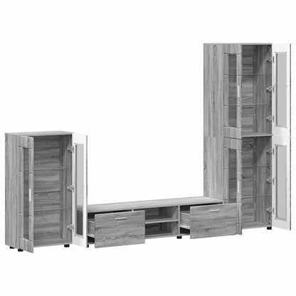 vidaXL TV Cabinet Set FLORIN 3 pcs Grey Sonoma Engineered Wood 5