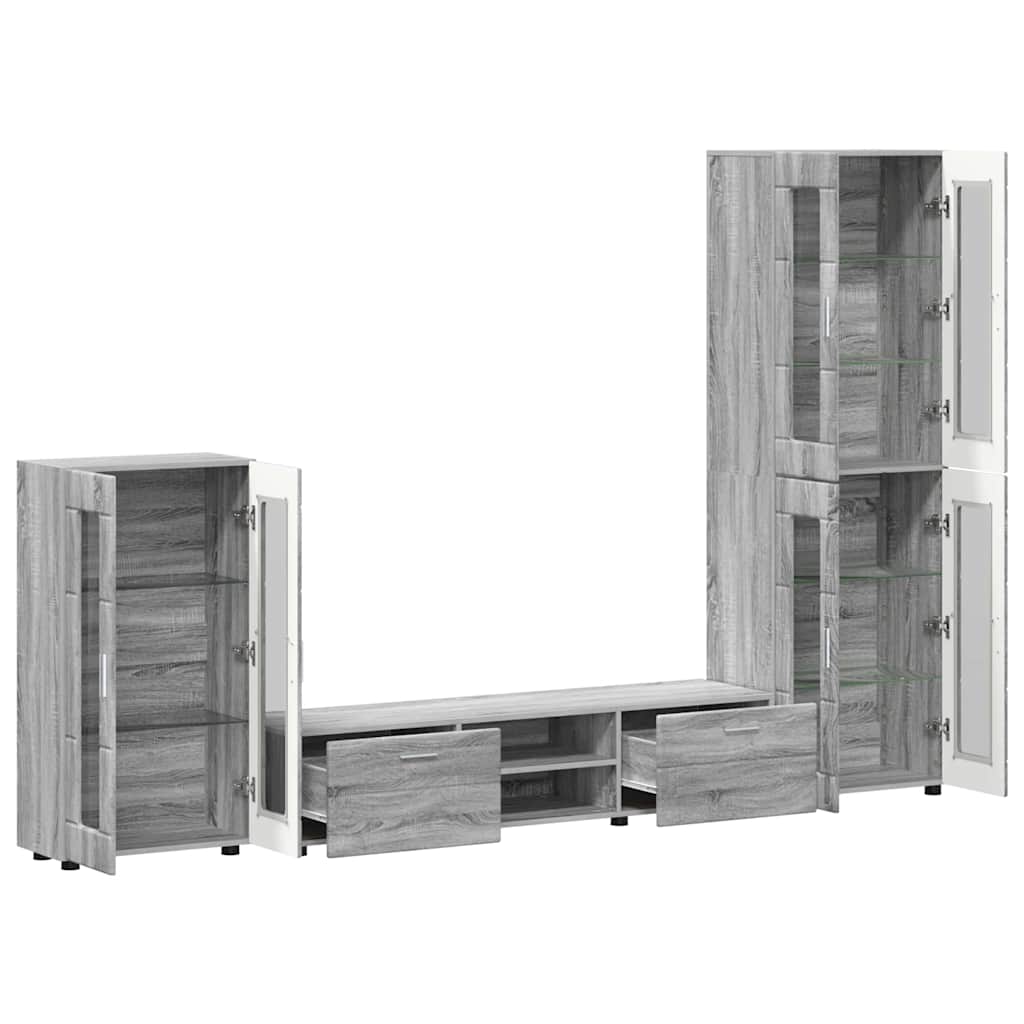 vidaXL TV Cabinet Set FLORIN 3 pcs Grey Sonoma Engineered Wood 3