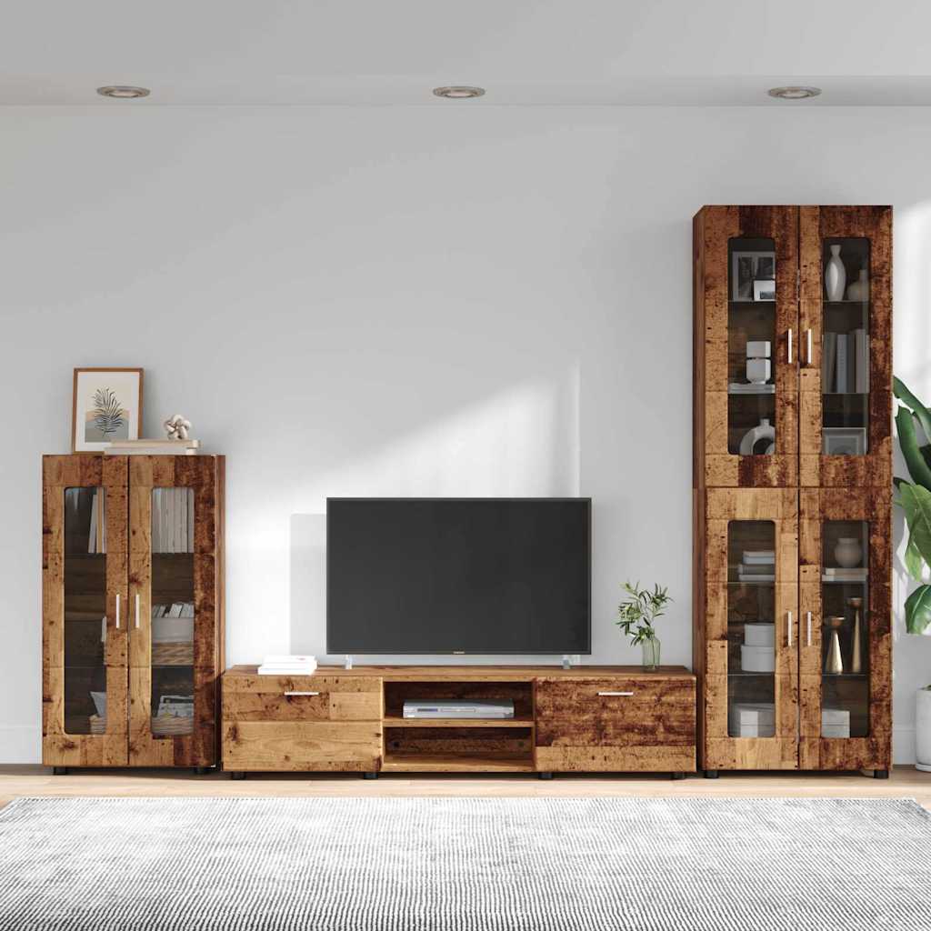 vidaXL TV Cabinet Set FLORIN 3 pcs Old Wood Engineered Wood 4