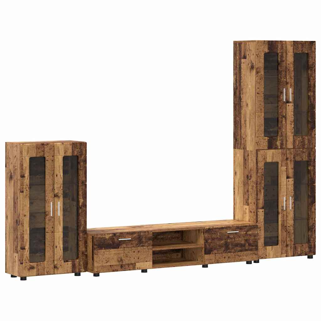 vidaXL TV Cabinet Set FLORIN 3 pcs Old Wood Engineered Wood 2