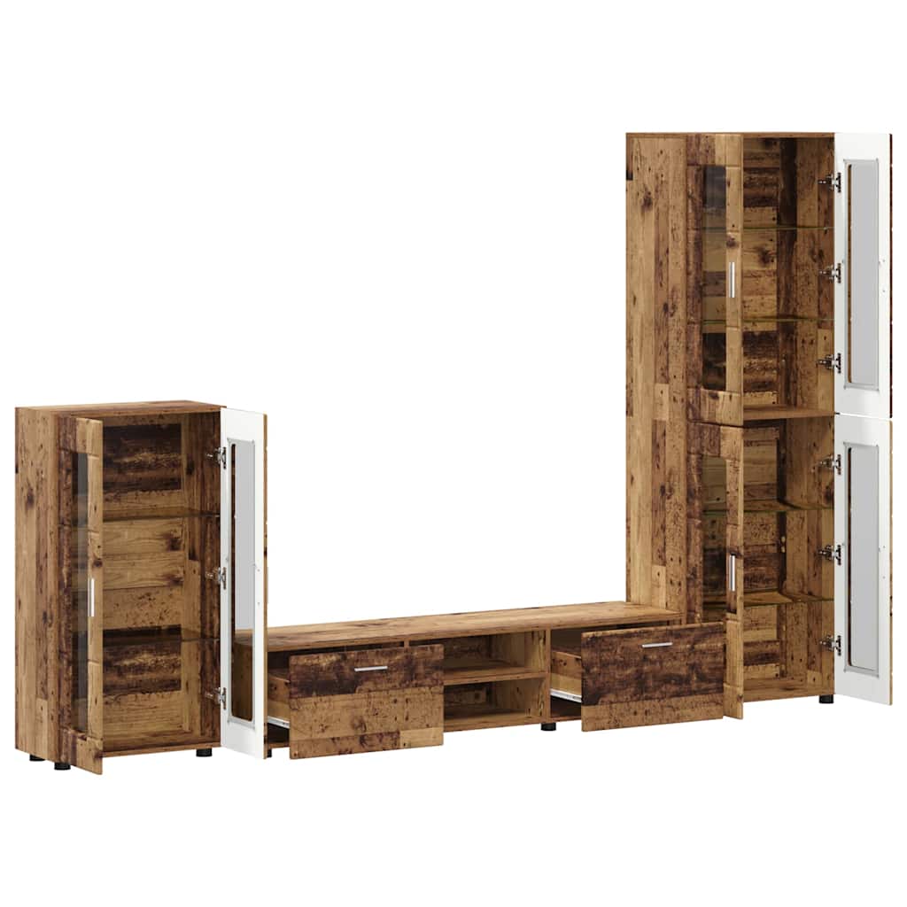 vidaXL TV Cabinet Set FLORIN 3 pcs Old Wood Engineered Wood 5