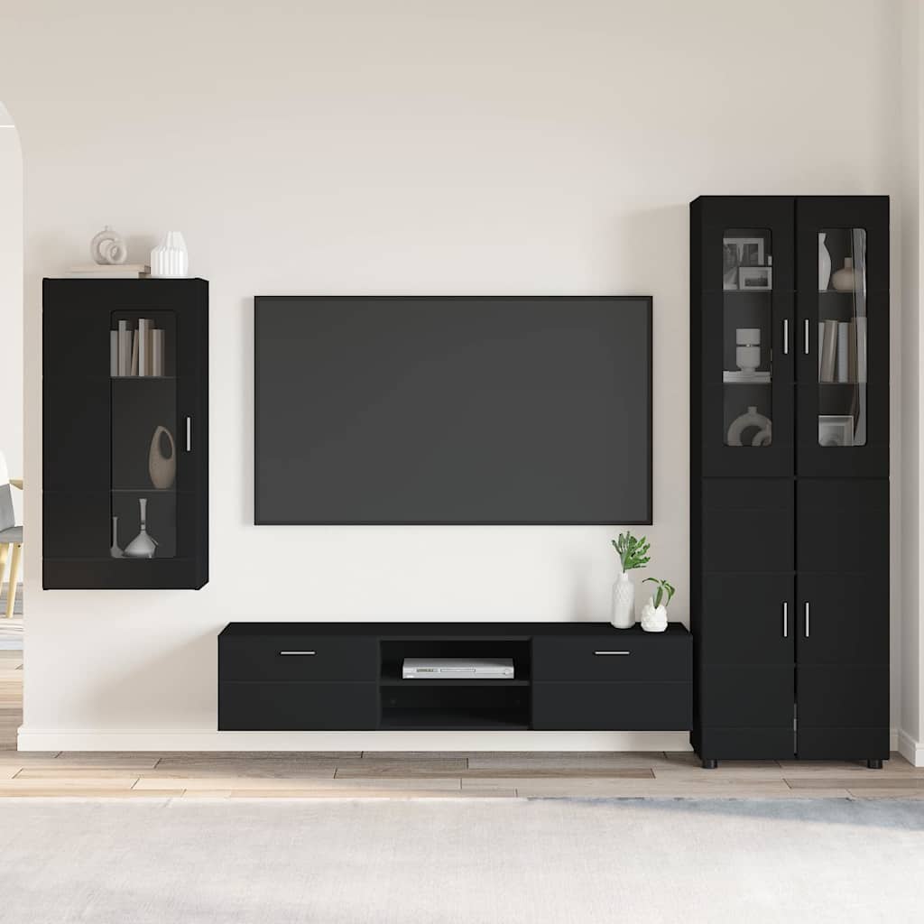 vidaXL TV Cabinet Set FLORIN 3 pcs Black Engineered Wood 1