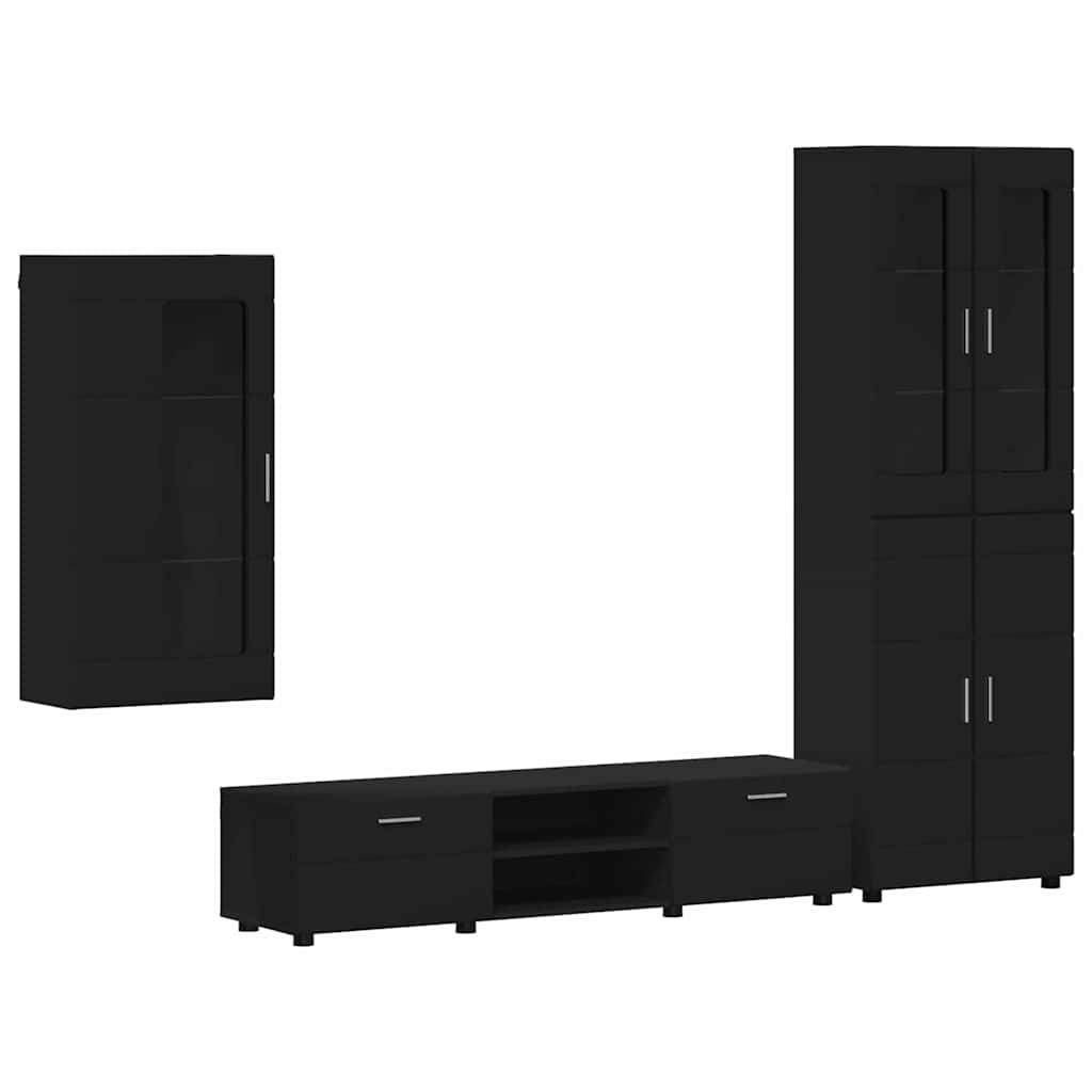 vidaXL TV Cabinet Set FLORIN 3 pcs Black Engineered Wood 2