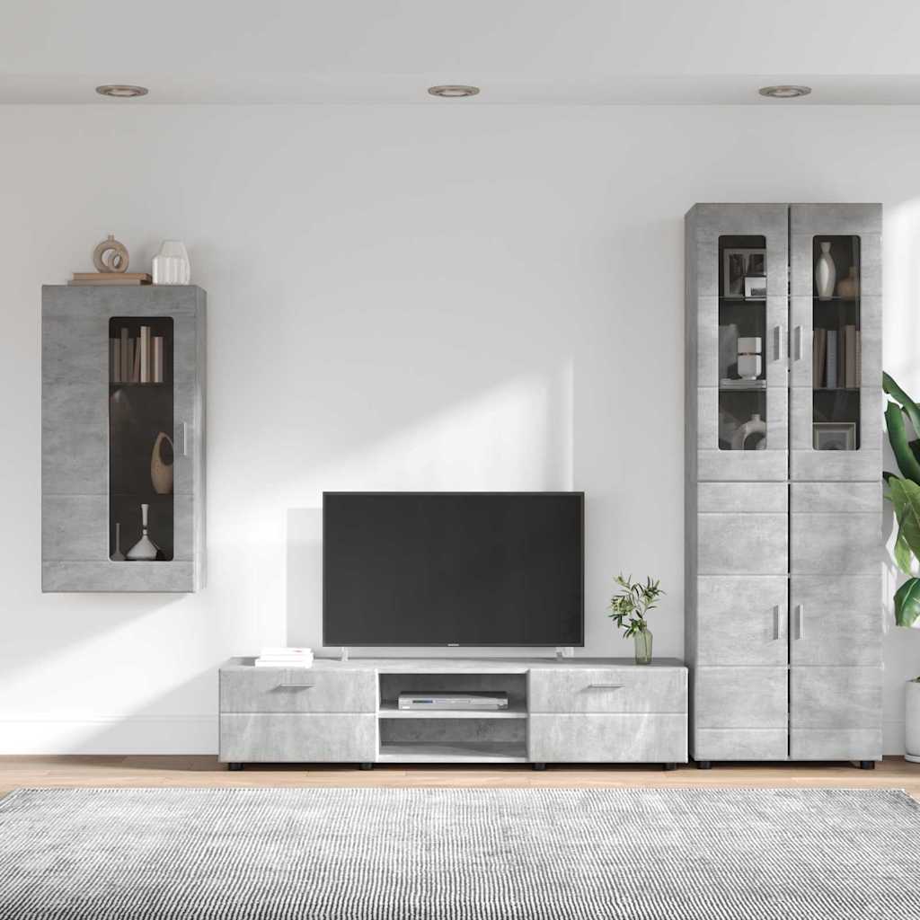 vidaXL TV Cabinet Set FLORIN 3 pcs Concrete Grey Engineered Wood 4