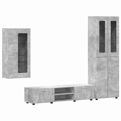 vidaXL TV Cabinet Set FLORIN 3 pcs Concrete Grey Engineered Wood 2