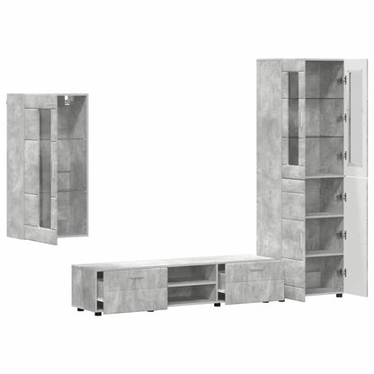 vidaXL TV Cabinet Set FLORIN 3 pcs Concrete Grey Engineered Wood 5