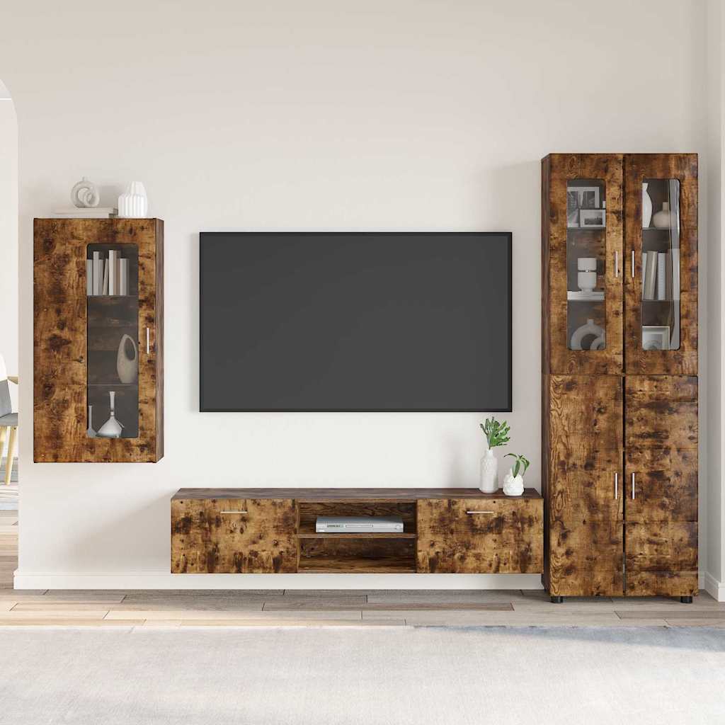 vidaXL TV Cabinet Set FLORIN 3 pcs Smoked Oak Engineered Wood 1