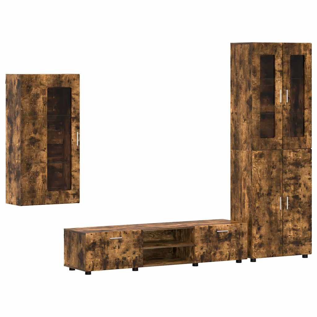 vidaXL TV Cabinet Set FLORIN 3 pcs Smoked Oak Engineered Wood 2
