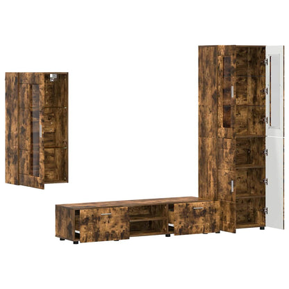 vidaXL TV Cabinet Set FLORIN 3 pcs Smoked Oak Engineered Wood 5
