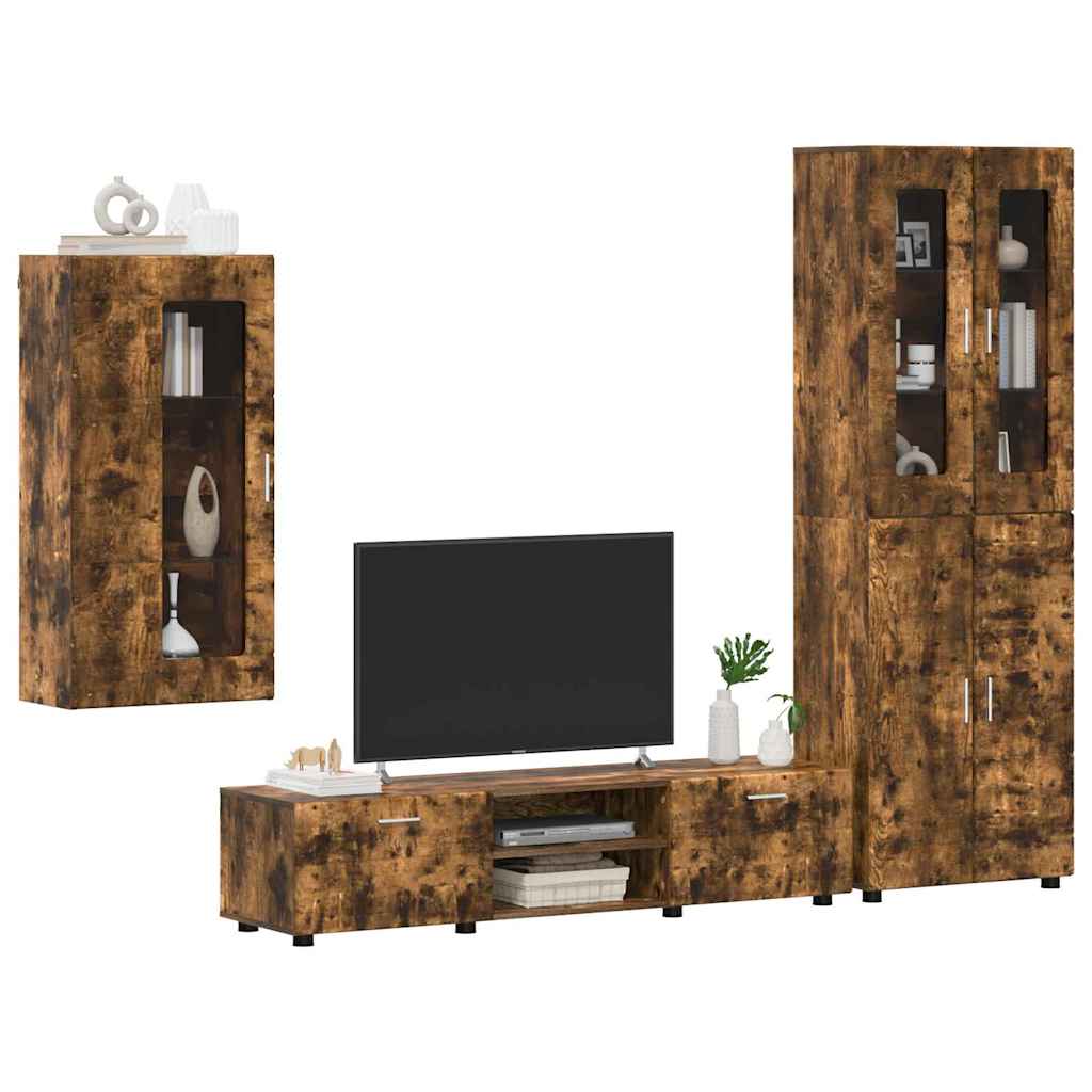 vidaXL TV Cabinet Set FLORIN 3 pcs Smoked Oak Engineered Wood 3