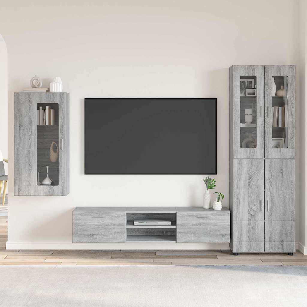 vidaXL TV Cabinet Set FLORIN 3 pcs Grey Sonoma Engineered Wood 1