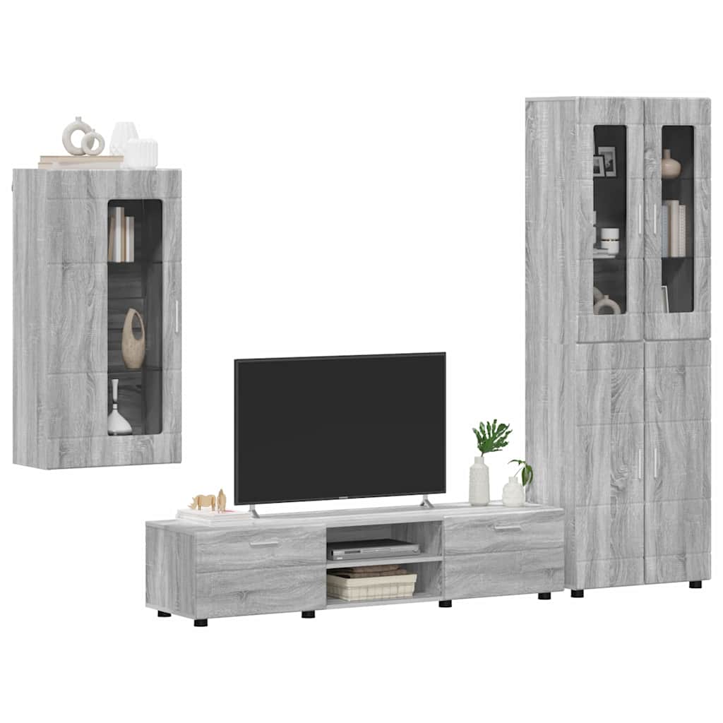 vidaXL TV Cabinet Set FLORIN 3 pcs Grey Sonoma Engineered Wood 3