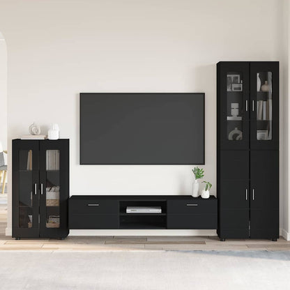 vidaXL TV Cabinet Set FLORIN 3 pcs Black Engineered Wood 1