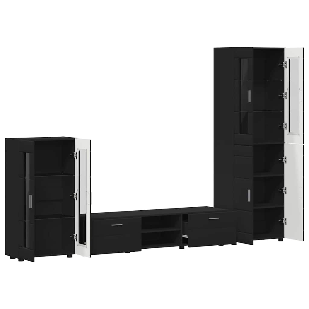 vidaXL TV Cabinet Set FLORIN 3 pcs Black Engineered Wood 5