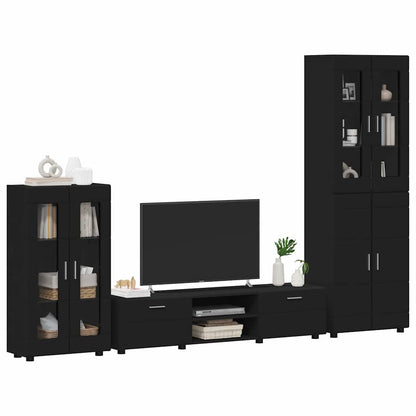 vidaXL TV Cabinet Set FLORIN 3 pcs Black Engineered Wood 3