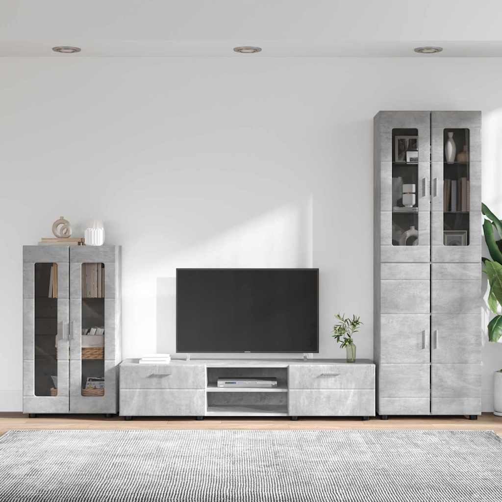 vidaXL TV Cabinet Set FLORIN 3 pcs Concrete Grey Engineered Wood 4