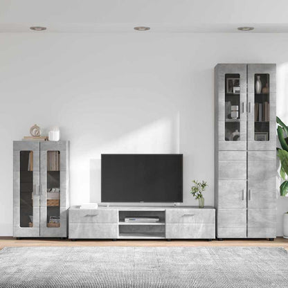 vidaXL TV Cabinet Set FLORIN 3 pcs Concrete Grey Engineered Wood 4