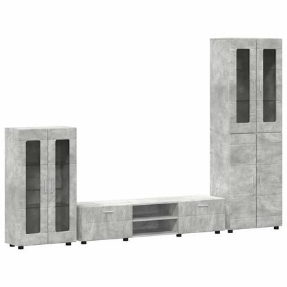 vidaXL TV Cabinet Set FLORIN 3 pcs Concrete Grey Engineered Wood 2