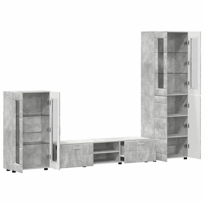 vidaXL TV Cabinet Set FLORIN 3 pcs Concrete Grey Engineered Wood 5