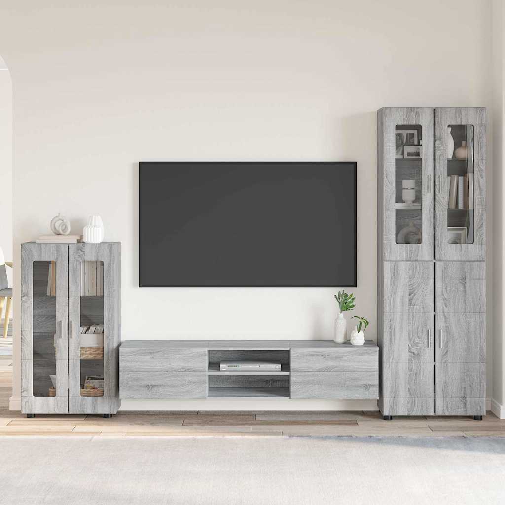 vidaXL TV Cabinet Set FLORIN 3 pcs Grey Sonoma Engineered Wood 1