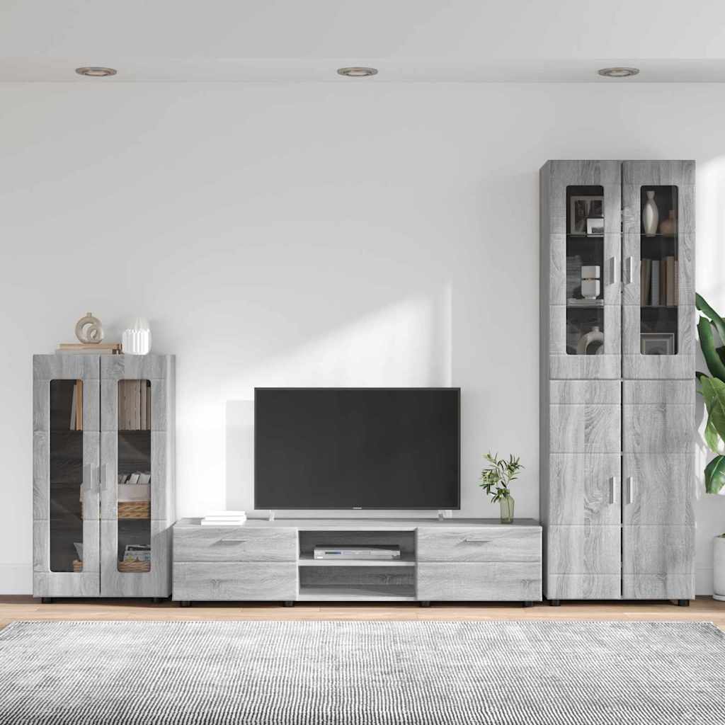 vidaXL TV Cabinet Set FLORIN 3 pcs Grey Sonoma Engineered Wood 4