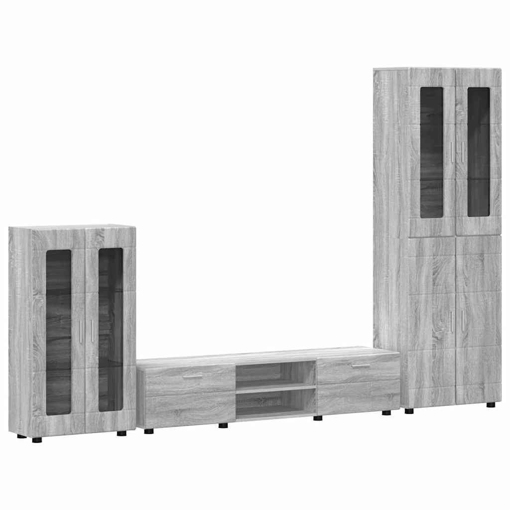 vidaXL TV Cabinet Set FLORIN 3 pcs Grey Sonoma Engineered Wood 2