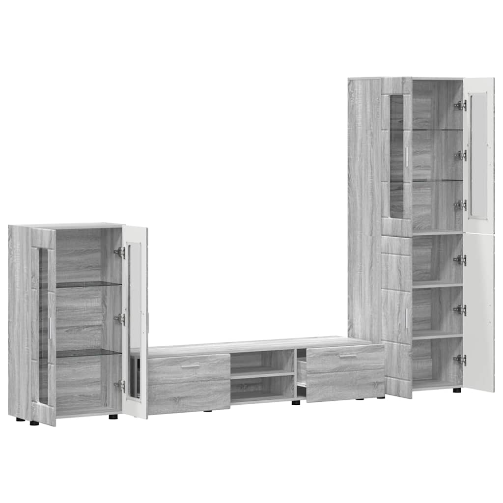 vidaXL TV Cabinet Set FLORIN 3 pcs Grey Sonoma Engineered Wood 5