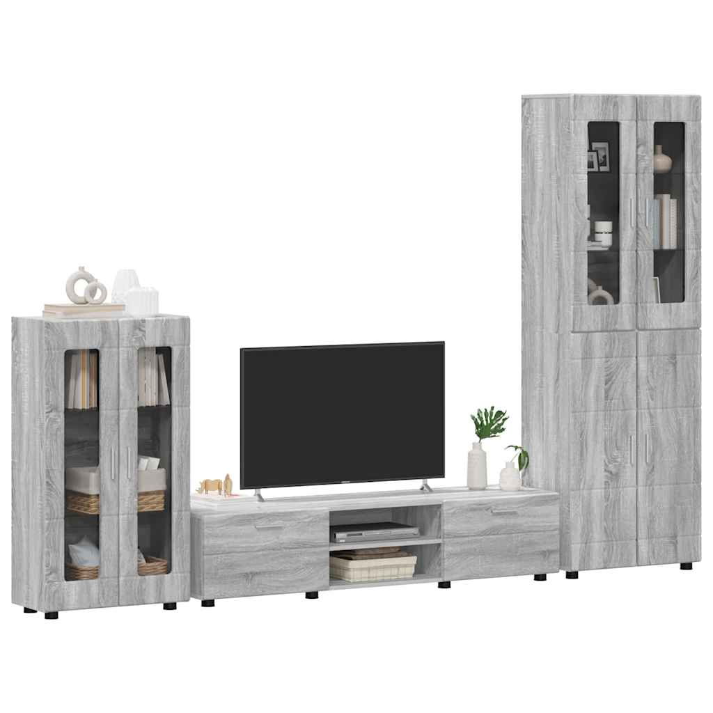 vidaXL TV Cabinet Set FLORIN 3 pcs Grey Sonoma Engineered Wood 3