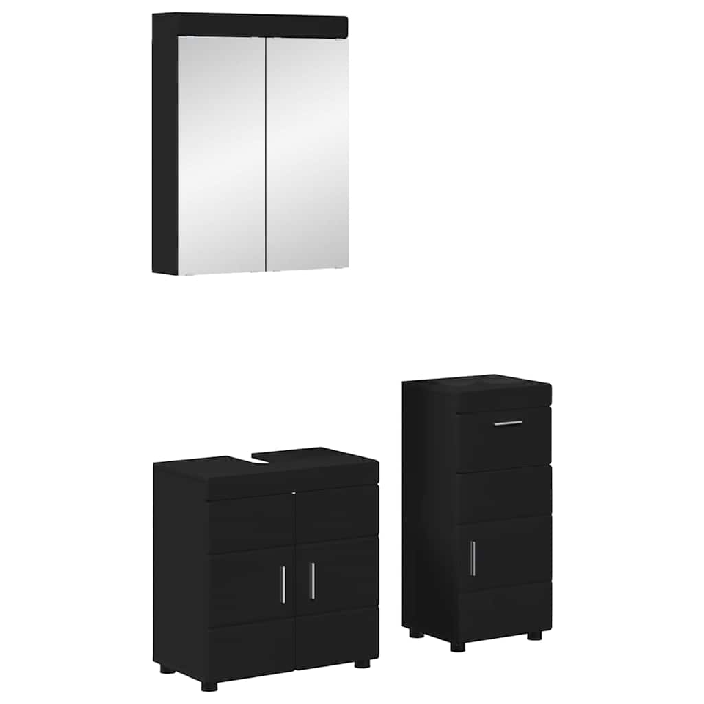 vidaXL Bathroom Furniture Set TULUM 3 pcs Black 60 x 34 x 63 cm 1